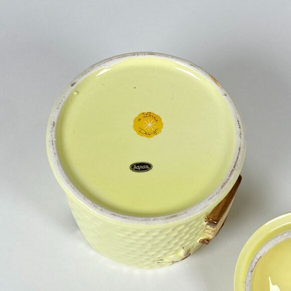 Vintage Lorrie Design Ceramic Honey Pot With Lid Honey Dipper Spoon Made Japan - Picture 9 of 11